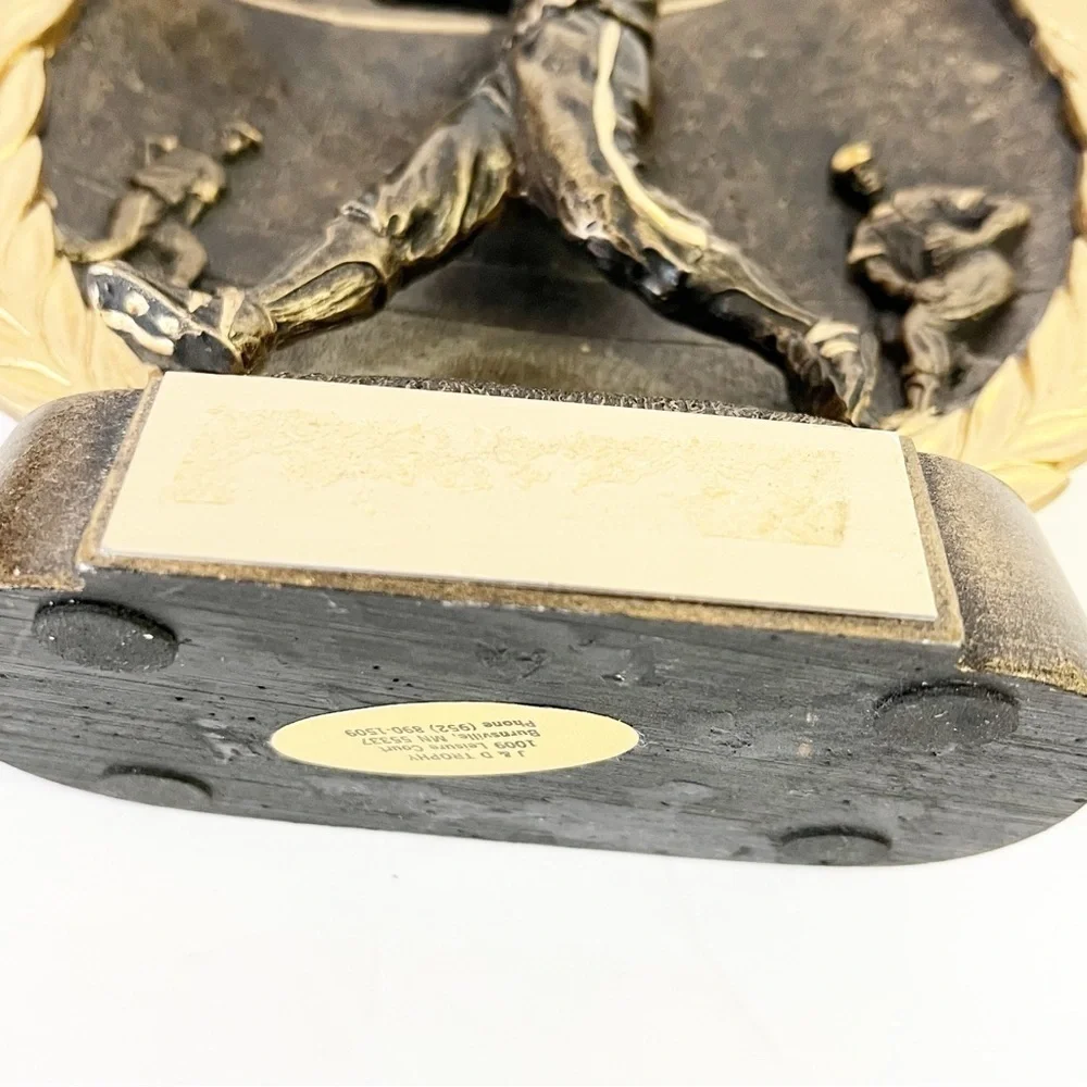 Gold Male Baseball Batter Resin Trophy Awards Plaque Coach Gift 3D Raised Relief